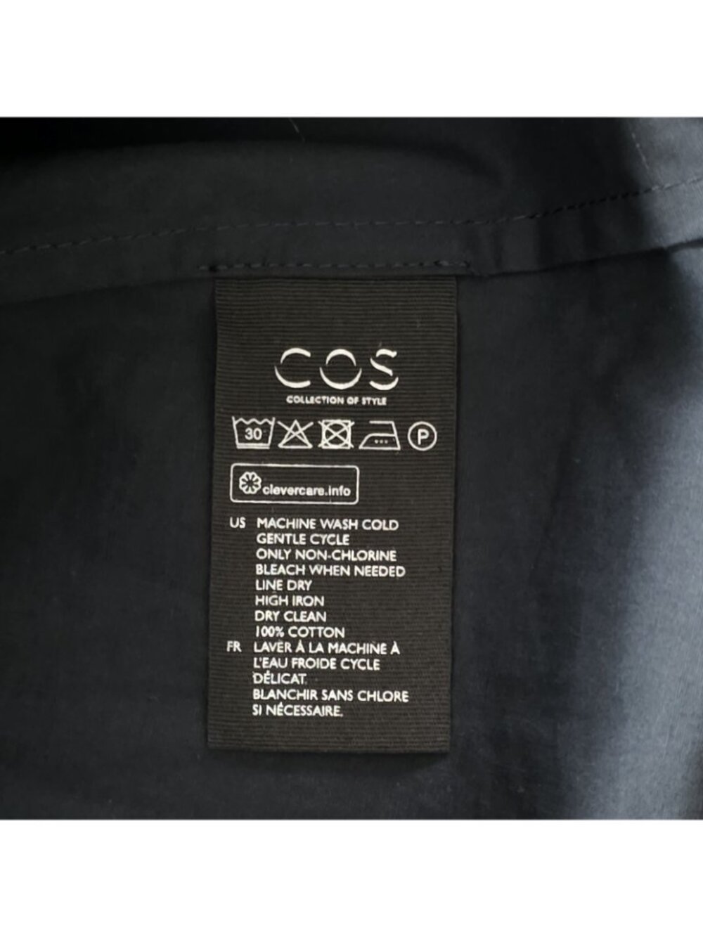 COS Poplin Cotton Dress Women 4 Navy V Neck SS Side Ties High Low Hem Minimalist - Picture 11 of 16